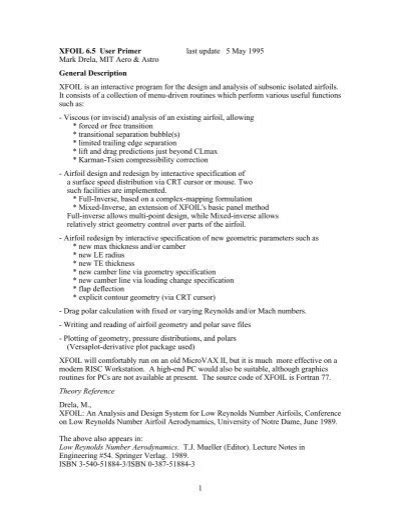 XFOIL 6.5 User Primer .